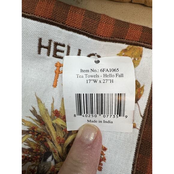 Audrey’s Your Hearts Delight Set Of 3 Tea Towels Set Orange Fall Theme New - Picture 6 of 6